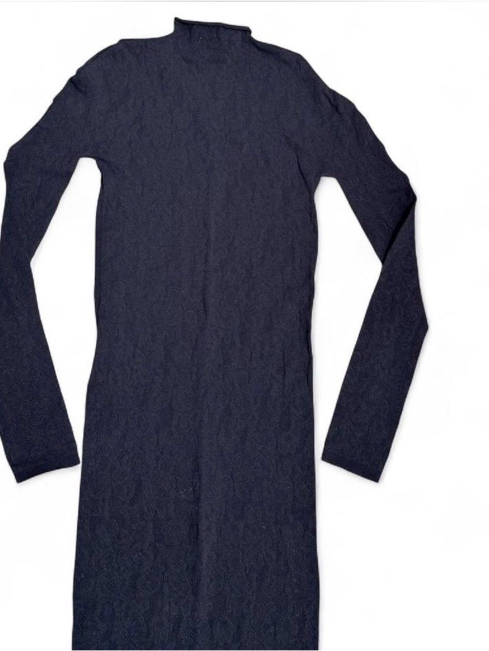 SKIMS *NWT KNIT LACE MOCK NECK LONG DRESS | COLOR: OBSIDIAN | SIZE: LXL - Picture 8 of 11
